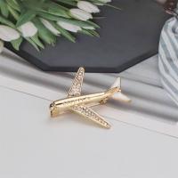 Zinc Alloy Brooches Airplane Unisex & with rhinestone nickel lead & cadmium free 3.8cmu00d74cm Sold By PC