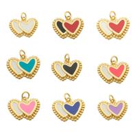 Brass Heart Pendants, gold color plated, fashion jewelry & DIY & enamel, more colors for choice, 15x18x2mm, Hole:Approx 3mm, Sold By PC