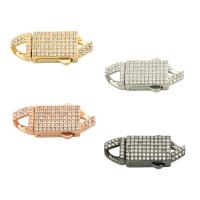 Brass Bayonet Clasp, gold color plated, fashion jewelry & DIY & micro pave cubic zirconia, more colors for choice, 14x28x6mm, Hole:Approx 3mm, Sold By PC