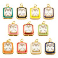 Messing zirconia hangers, gold plated, mode sieraden & voor vrouw & glazuur & met zirkonia, meer kleuren voor de keuze, 17x12x6mm, Gat:Ca 3mm, Verkocht door PC