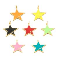 Cubic Zirconia Micro Pave Brass Pendant, Star, gold color plated, fashion jewelry & micro pave cubic zirconia & for woman & enamel, more colors for choice, 23x23x2mm, Hole:Approx 1.5mm, Sold By PC