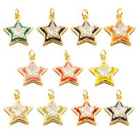 Cubic Zirconia Brass Pendants, Star, gold color plated, fashion jewelry & for woman & enamel & with cubic zirconia, more colors for choice, 18x15x7mm, Hole:Approx 3.5mm, Sold By PC