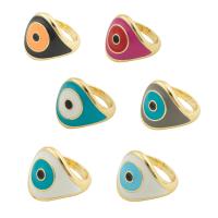 Evil Eye Jewelry Ring Finger, cobre, cromado de cor dourada, joias de moda & padrão de mau-olhado & para mulher & esmalte, Mais cores pare escolha, 18*19*3mm,17mm, vendido por PC