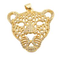 Cubic Zirconia Micro Pave Brass Pendant Tiger gold color plated fashion jewelry & micro pave cubic zirconia & for woman golden Approx 3.5mm Sold By PC