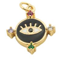 Evil Eye Pendants Brass gold color plated fashion jewelry & evil eye pattern & micro pave cubic zirconia & for woman & enamel Approx 3mm Sold By PC