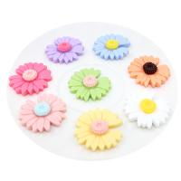 Mobile Phone DIY Decoration, Resin, Daisy, epoxy gel, more colors for choice, 26x26mm, Approx 100PCs/Bag, Sold By Bag