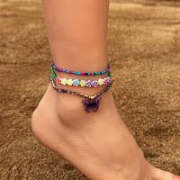 Zinc Alloy Anklet with Glass Beads & Resin plated three pieces & fashion jewelry & enamel & with rhinestone nickel lead & cadmium free Sold By Set