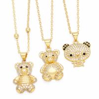 Cubic Zircon Micro Pave Brass Necklace, with 5cm extender chain, Bear, plated, fashion jewelry & different designs for choice & micro pave cubic zirconia, more colors for choice, nickel, lead & cadmium free, Length:45 cm, Sold By PC