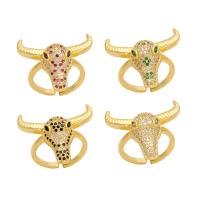 Cubic Zirconia Micro Pave Brass Ring Horn plated fashion jewelry & micro pave cubic zirconia nickel lead & cadmium free 24mm Inner Approx 17mm Sold By PC