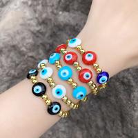 Evil Eye Jewelry Bracelet Brass with Glass Beads plated fashion jewelry nickel lead & cadmium free Length 18 cm Sold By PC