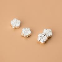 925 Sterling Silver Beads, petals, plated, DIY, silver color, 9x9x4.50mm, Hole:Approx 1.6mm, Sold By PC