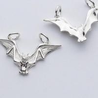 925 Sterling Silver Pendant, Bat, plated, DIY & double-hole, silver color, 29x17mm, Sold By PC