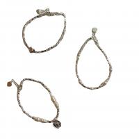 Bracelet en alliage de zinc, avec perle de plastique, Placage, styles différents pour le choix & pour femme, argent, Vendu par PC