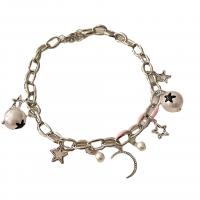 Zinc Alloy smykker halskæde, med Plastic Pearl, forgyldt, forskellige stilarter for valg & Micro Pave rhinestone & for kvinde & emalje, sølv, Solgt af PC