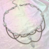 Iron Necklaces with Glass & Plastic Pearl with 5cm extender chain punk style & Unisex nickel lead & cadmium free Length Approx 43 cm Sold By Set