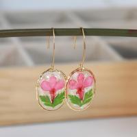 Resin Earring with Dried Flower & 304 Stainless Steel & Zinc Alloy & for woman 3cmu00d72cmu00d70.3cm Approx Sold By Lot
