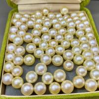 Akoya Cultured Sea Pearl Oyster Beads  Akoya Cultured Pearls Round DIY golden Sold By PC