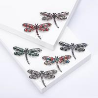 Tibetan Style Brooches, Dragonfly, silver color plated, fashion jewelry & for woman & with rhinestone & hollow, more colors for choice, nickel, lead & cadmium free, 70x40mm, Sold By PC