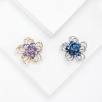 Zinc Alloy Brooches with Crystal Flower plated fashion jewelry & Unisex & with rhinestone & hollow nickel lead & cadmium free Sold By PC