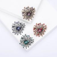 Tibetan Style Brooches, with Crystal, Flower, plated, fashion jewelry & for woman & with rhinestone, more colors for choice, nickel, lead & cadmium free, 42x54mm, Sold By PC