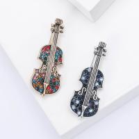 Zinc Alloy Brooches Violin plated vintage & fashion jewelry & for woman & with rhinestone nickel lead & cadmium free Sold By PC