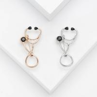 Tibetan Style Brooches, Stethoscope, plated, fashion jewelry & for woman & enamel & with rhinestone, more colors for choice, nickel, lead & cadmium free, 21x40mm, Sold By PC
