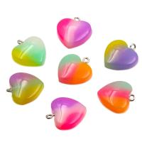 Resin Pendant, Heart, DIY, more colors for choice, 21x23mm, Approx 100PCs/Bag, Sold By Bag