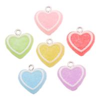 Resin Pendant, Heart, DIY, mixed colors, 17x18mm, Approx 100PCs/Bag, Sold By Bag