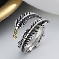 925 Sterling Silver Finger Rings, Feather, Antique finish, fashion jewelry & different styles for choice & for woman, nickel, lead & cadmium free, Sold By PC