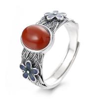 925 Sterling Silver Finger Rings with Yunnan Red Agate Antique finish fashion jewelry & for woman & epoxy gel nickel lead & cadmium free 10mm Sold By PC