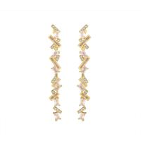 Brass Stud Earring plated fashion jewelry & micro pave cubic zirconia & for woman nickel lead & cadmium free Sold By Pair