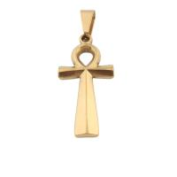 Stainless Steel Cross Pendants, 304 Stainless Steel, Vacuum Ion Plating, fashion jewelry & Unisex, golden, 37x18x3mm, Hole:Approx 5mm, Sold By PC