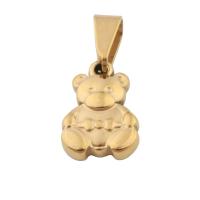 Stainless Steel Animal Pendants, 304 Stainless Steel, Bear, Vacuum Ion Plating, fashion jewelry & for woman, golden, 15x10.50x3mm, Hole:Approx 5mm, Sold By PC