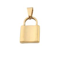 Stainless Steel Pendants, 304 Stainless Steel, Lock, Vacuum Ion Plating, fashion jewelry & Unisex, golden, 19x13x3mm, Hole:Approx 5mm, Sold By PC