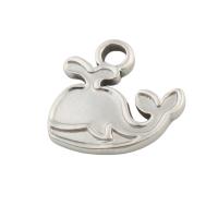 Stainless Steel Animal Pendants, 304 Stainless Steel, Whale, fashion jewelry & Unisex, original color, 12.50x13.50x1.50mm, Hole:Approx 2.5mm, Sold By PC