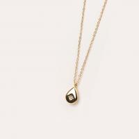 Titanium Steel Necklace with 5cm extender chain Teardrop Vacuum Ion Plating fashion jewelry & for woman & with rhinestone golden Length Approx 40 cm Sold By PC