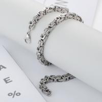Titanium Steel Jewelry Set bracelet & necklace polished & Unisex  original color Sold By PC