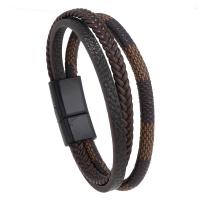 PU Leather Cord Bracelets, Tibetan Style magnetic clasp, handmade, vintage & multilayer & for man, more colors for choice, Length:21.5 cm, Sold By PC