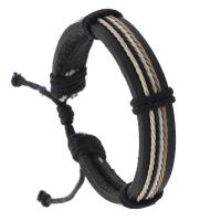 PU Leather Cord Bracelets with Wax Cord vintage & adjustable & for man Length Approx 18-23 cm Sold By PC