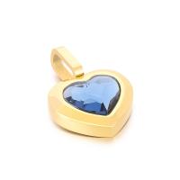 Stainless Steel Heart Pendants 304 Stainless Steel with Glass Rhinestone Vacuum Ion Plating DIY Sold By PC
