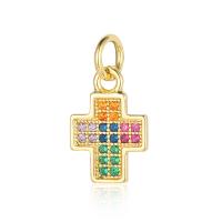 Cubic Zirconia Micro Pave Brass Pendant gold color plated fashion jewelry & DIY & micro pave cubic zirconia nickel lead & cadmium free Sold By PC