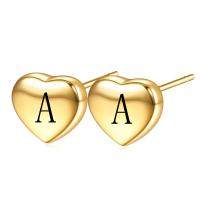 Titanium stål øreringe, Heart, guldfarve belagt, mode smykker & forskellige design til valg & for kvinde, 9x7mm, Solgt af par