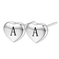 Titanium Steel  Earring Heart silver color plated fashion jewelry & for woman Sold By Pair