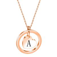 Titanium Steel Necklace with 5CM extender chain Round light rose gold color plated fashion jewelry & for woman 15mm Length Approx 40 cm Sold By PC