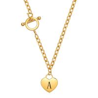 Titanstahl Halskette, Herz, goldfarben plattiert, Modeschmuck & verschiedene Muster für Wahl & für Frau, 18x20mm, Länge:ca. 45 cm, verkauft von PC
