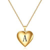 Fashion Locket halskæde, Titanium Stål, med 5CM extender kæde, Heart, guldfarve belagt, mode smykker & forskellige stilarter for valg & for kvinde, 29x29mm, Solgt af PC