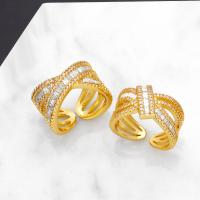 Cubic Zirconia Micro Pave Brass Ring plated fashion jewelry & micro pave cubic zirconia nickel lead & cadmium free Inner Approx 17mm Sold By PC