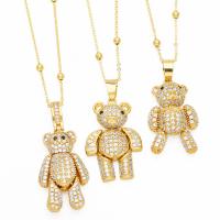 Cubic Zircon Micro Pave Brass Necklace, Bear, plated, fashion jewelry & different designs for choice & micro pave cubic zirconia, more colors for choice, nickel, lead & cadmium free, Length:45 cm, Sold By PC
