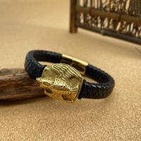 Bracelets cordon PU, cuir PU, avec Acier inoxydable 304, fait à la main, bijoux de mode & pour homme, protéger l'environnement, sans nickel, plomb et cadmium, 1.2CM, Longueur:Environ 21 cm, Vendu par PC