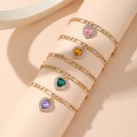 Zinc Alloy Anklet Heart 5 pieces & fashion jewelry & for woman & with rhinestone nickel lead & cadmium free Sold By Set